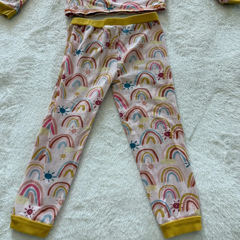 Mud‎ Pie Rainbow Sun Cloud Pajamas Long Sleeve Henley Top Pants Set
